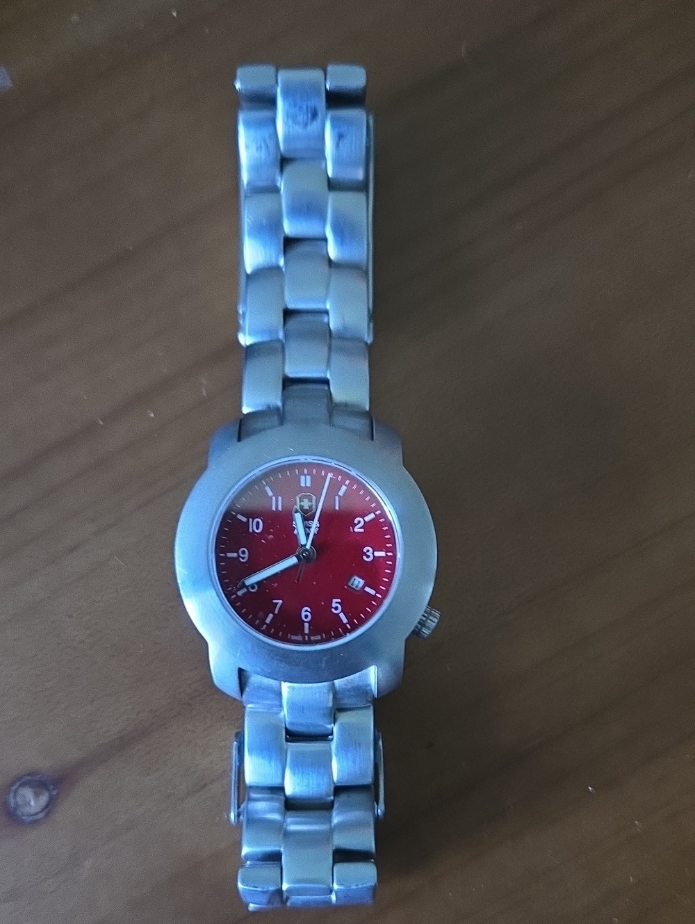 Swiss Army Stainless Steel Womens Watch with Red Dial